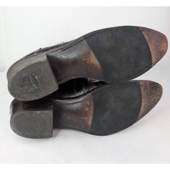 Vintage J. Chisholm Brown Burgundy Leather Western Cowboy Boots 8.5D main image 5